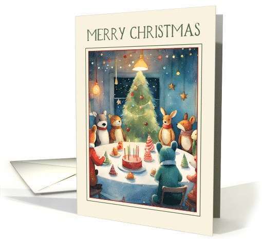 General Kids Merry Christmas Stuffed Toys Having a Party card