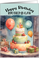 Brother in law Birthday Party with Whimsical Cake Balloons Gifts card