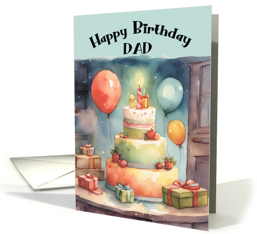Dad Birthday Party with Whimsical Cake Balloons Gifts card (1798678)