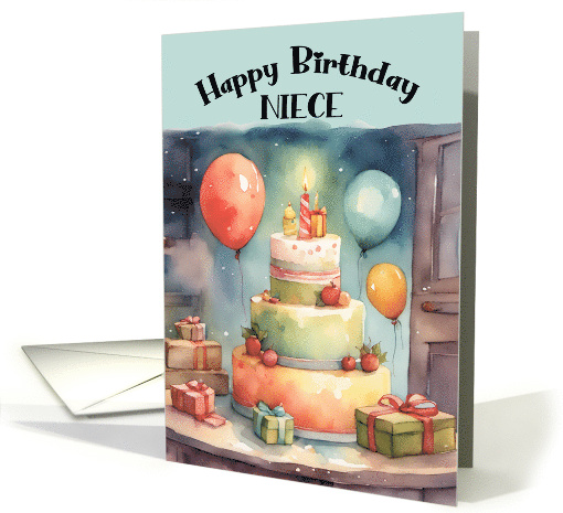 Niece Birthday Party with Whimsical Cake Balloons Gifts card (1798692)