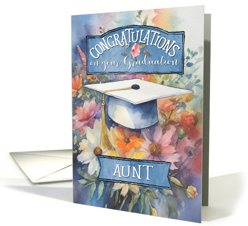 Graduation Congratulations for Aunt Floral with Cap and Tassel card