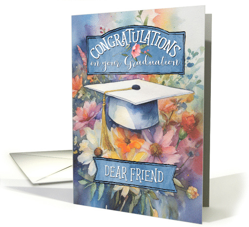 Graduation Congratulations for Dear Friend Floral with... (1851838)