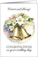 Wedding Congratulations for a Couple with Watercolor Bells and Floral card
