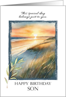 Birthday for Son with Ocean Sunset for His Special Day card