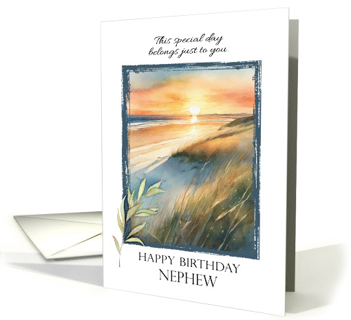 Birthday for Nephew with Ocean Sunset for His Special Day card