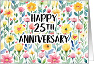 25th Anniversary Bright Floral and Heart Wishes for Happy Years Ahead card
