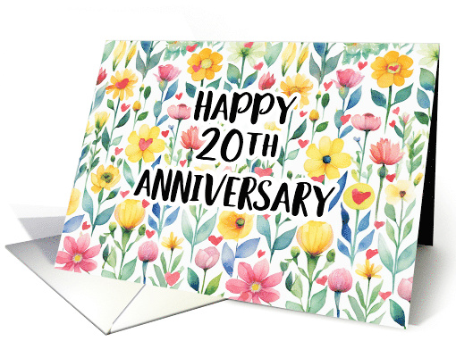 20th Anniversary Bright Floral and Heart Wishes for Happy... (1883948)
