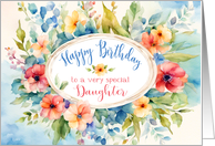 Birthday for Daughter with Bright and Modern Watercolor Flowers card