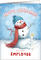 Merry Christmas to Employee with Snowman with Candy Cane card