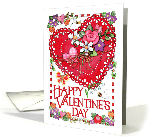 Valentine for Anyone with Hearts and Flowers and Cute Bees card