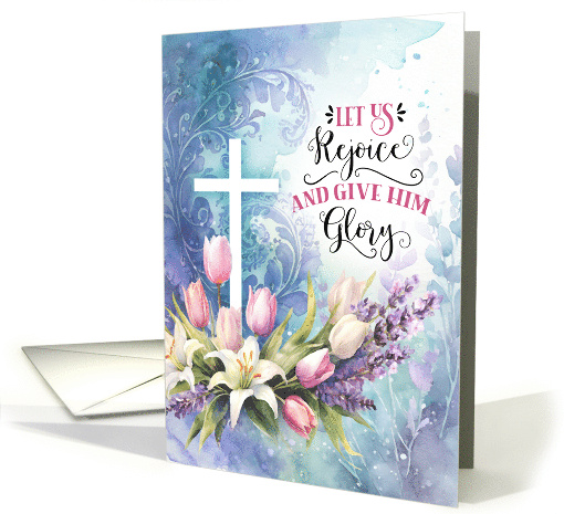 Easter Religious Rejoice with Cross and Spring Flowers card (1944170)