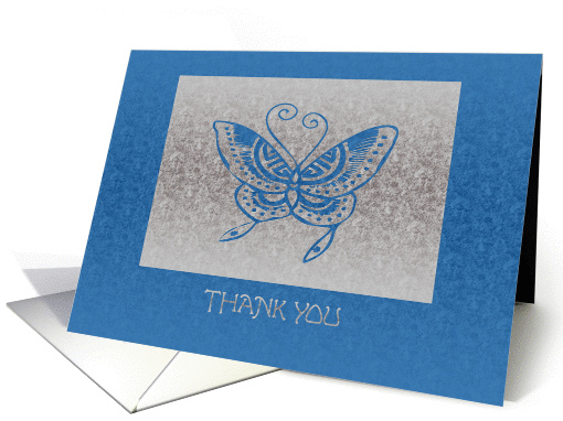 Blue and Silver Butterfly Thank You card (79788)