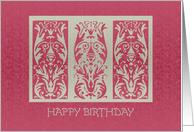 Rose and Silver Woodcut Birthday Card