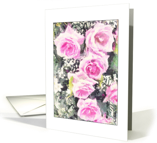 Happy Anniversary, Cascading Roses Painting card (855358)