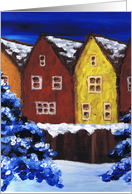 Houses in the Snow Blank Card