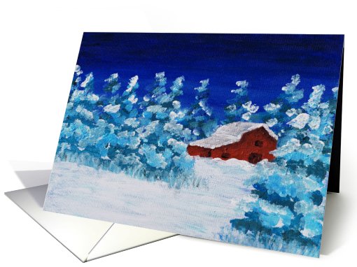 Red Barn in the Snow Blank card (108872)