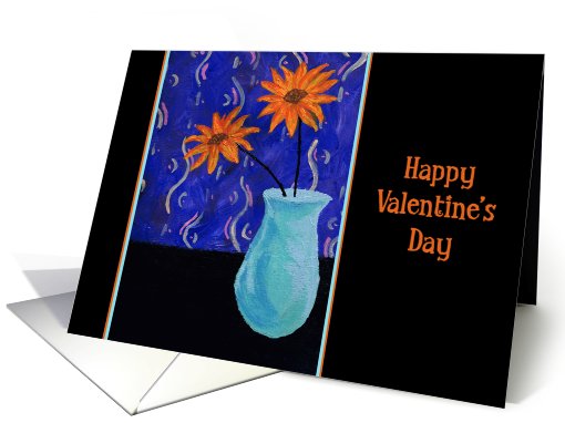 Orange Flowers Valentine's Day card (140350)