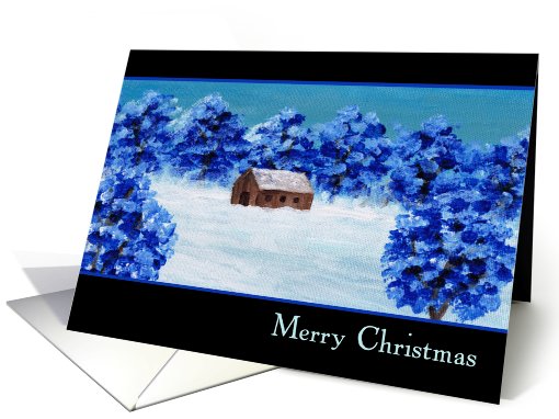 Barn in the Snow Merry Christmas card (519371)