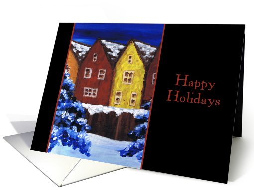 houses in the Snow Happy Holidays card (519454)