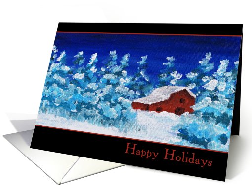 Red Barn in the Snow Happy Holidays card (520344)