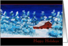 Red Barn in the Snow Happy Holidays Card