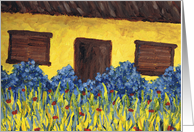 Yard with Red Flowers Birthday Card