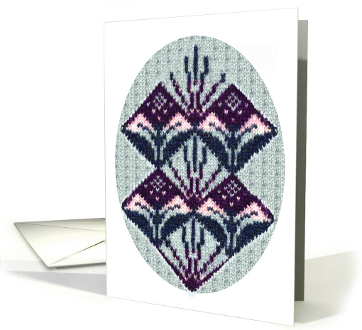 Knitted Patchwork Primroses (blank) card (80174)
