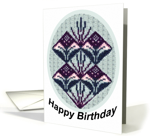 Knitted Patchwork Primroses (happy birthday) card (80469)