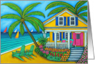 Tropical Beach House Birthday card