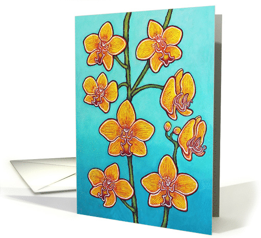 Orchid Bliss Fine Art Yellow and Red Orchids Blank card (1546480)