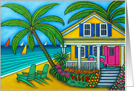 Tropical Beach House Birthday card