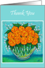 Orange Roses Thank You Card