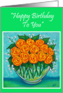 Orange Roses Birthday Card