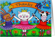 Thank You Dancing Animals in Tutus Card