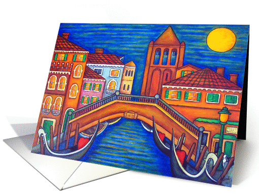 Moonlit San Barnaba Campo in Venice -  Bank card (646898)