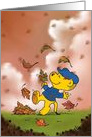Ferald Dancing Amongst The Autumn Leaves - Blank card