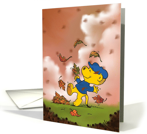 Ferald Dancing Amongst The Autumn Leaves - Blank card (1512856)