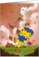 Ferald Dancing Amongst The Autumn Leaves - Blank card