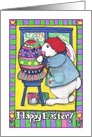 Baby’s First Easter: Easter Rabbit painting egg card