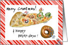 Merry Crustmas & Happy Holey-days Humor Cartoon Food card