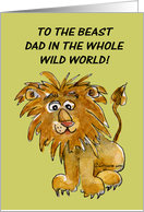 Cartoon Beast Dad Fathers Day Card Lion Pun from Child card