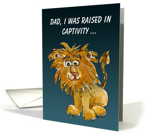 Lion Dad Cartoon Fathers Day card (202467)
