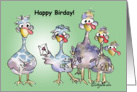 Happy Birday Cartoon Turkeys Fun Birthday Card