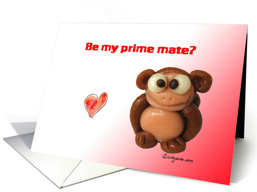 Cute Monkey Love Valentines Day card (210735)