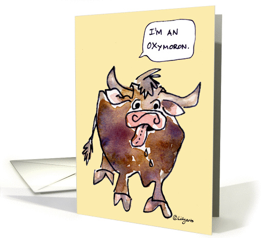 Funny  Ox Cartoon Oxymoron Blank card (363875)