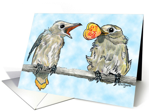 Cute Bird Brain Cartoon Love card (363877)