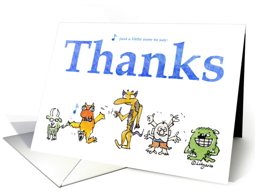 Funny Cartoon Creatures Thank You card (365759)