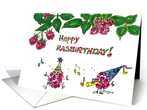 Cute Happy Rasbirthday Cartoon card (365777)