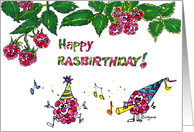 Cute Happy Rasbirthday Cartoon card