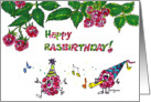 Cute Happy Rasbirthday Cartoon card